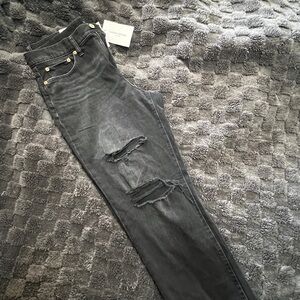 Lucky Brand Women's Black Distressed Straight Leg Jeans